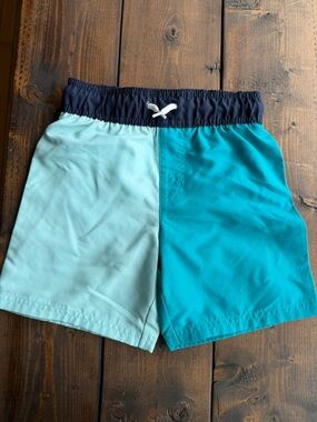 George Boys Two-Tone Teal and Light Blue Swim Trunks